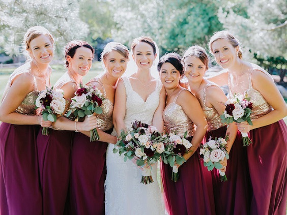 burgundy bridesmaid dresses for burgundy and pink winter wedding 2021