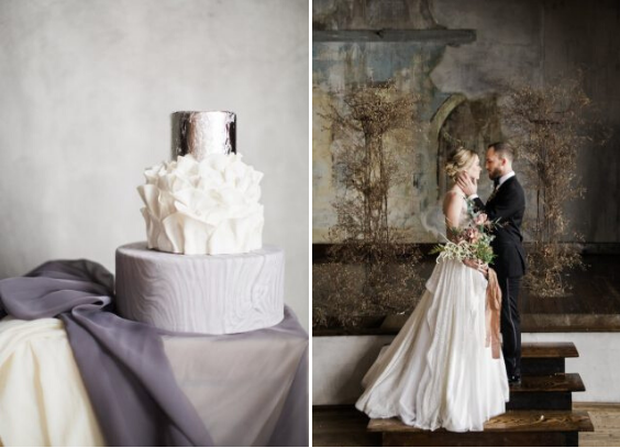 grey and white wedding cake for ridge grey and brown winter wedding 2021