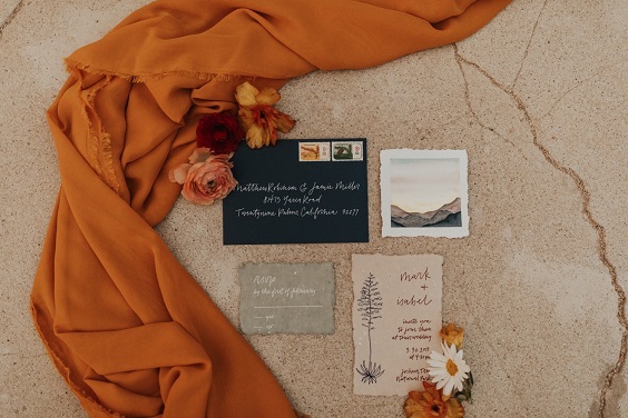 invitation for rust and yellow fall wedding 2020