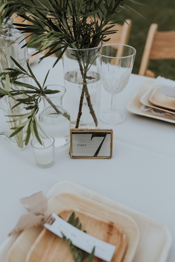 table number for white beige and sage green fall wedding 2020