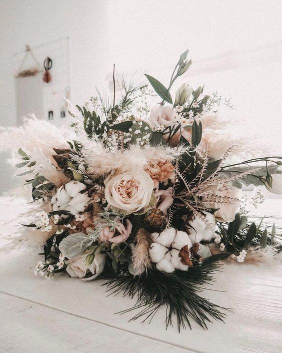 white beige and sage green florals for white beige and sage green fall wedding 2020