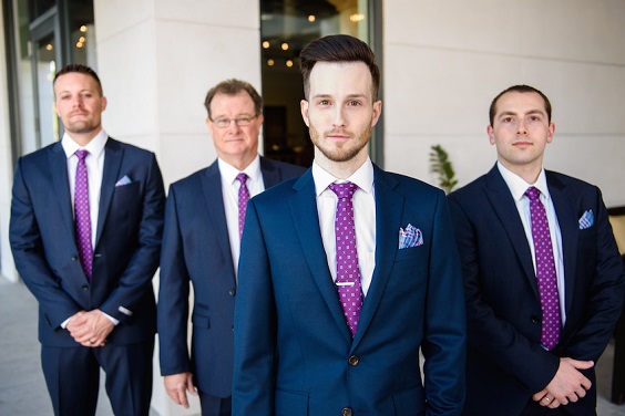 navy men's suit with plum ties for plum lilac and navy fall wedding 2020