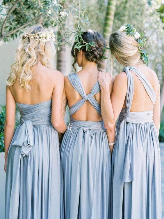 dusty blue bridesmaid dresses for dusty blue and peach august wedding color 2020