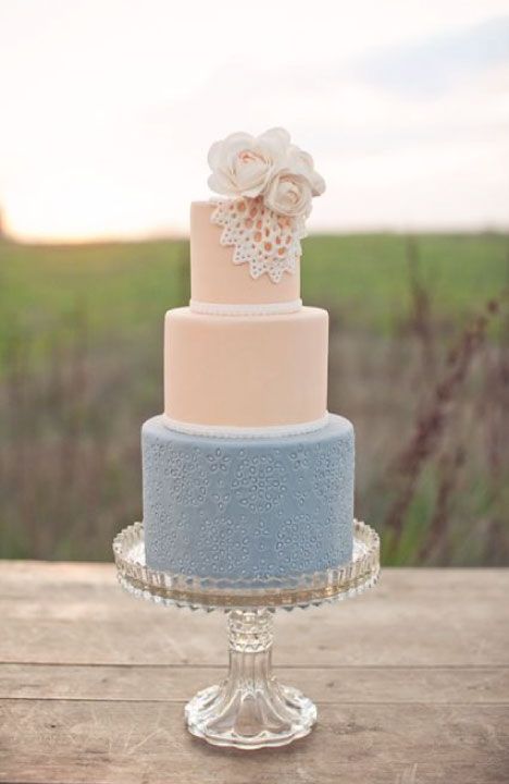 peach and dusty blue wedding cake for dusty blue and peach august wedding color 2020