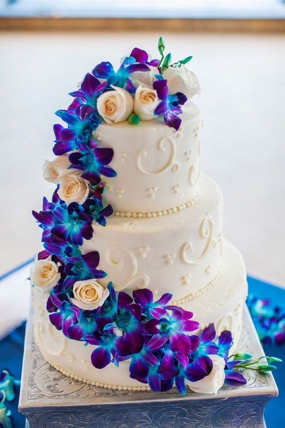 wedding cakes for purple and blue august wedding color 2020