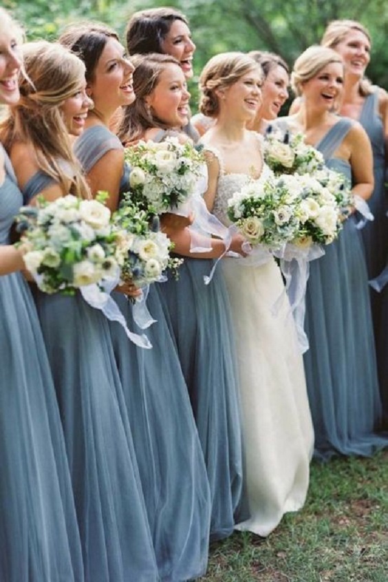 dusty yellow bridesmaid dresses