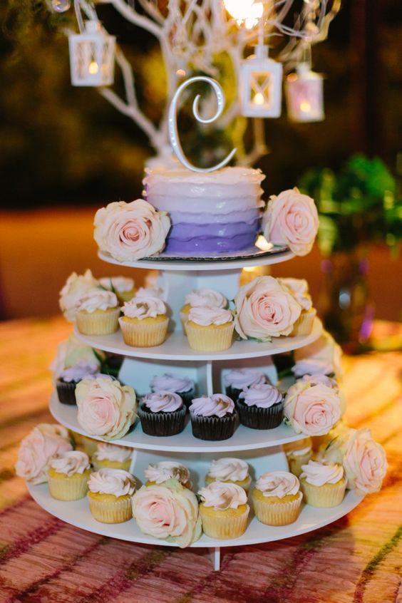 wedding cupcake for lavender and yellow august wedding color 2020