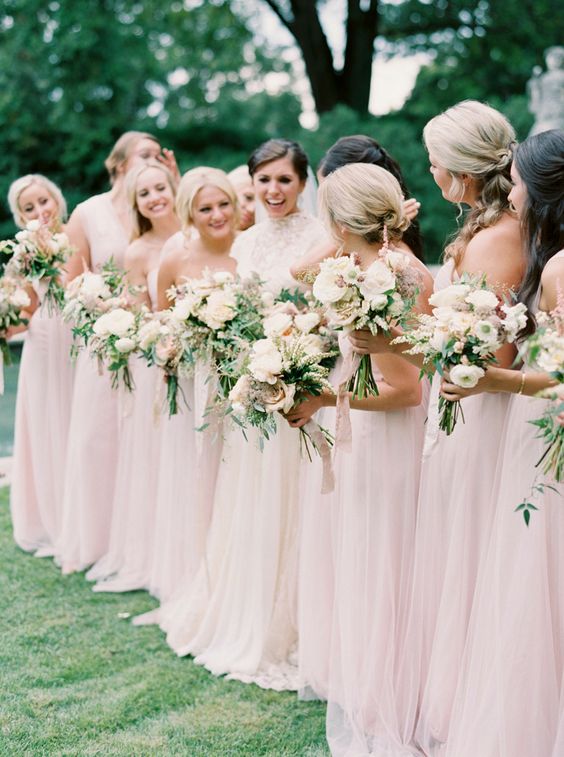 light pink bridesmaid dresses for light pink and sage august wedding color 2020