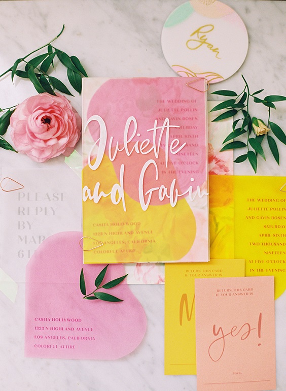 peach and yellow wedding invitation set for peach and yellow april wedding 2020