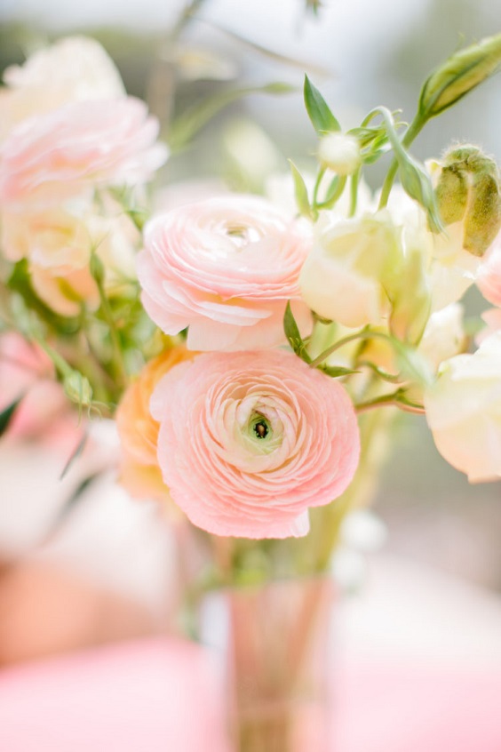 flower centerpiece for mint and pink april wedding 2020