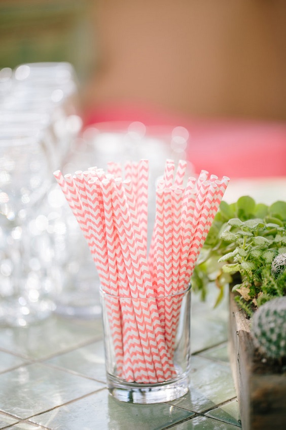 pink drinking straw for mint and pink april wedding 2020