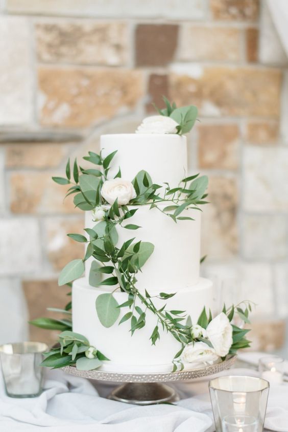white and green wedding cake for white and green april wedding 2020