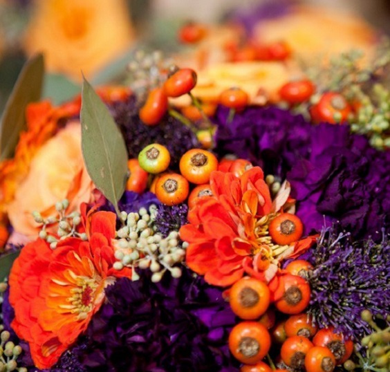 dark purple and orange flowers for dark purple orange october wedding colors 2020