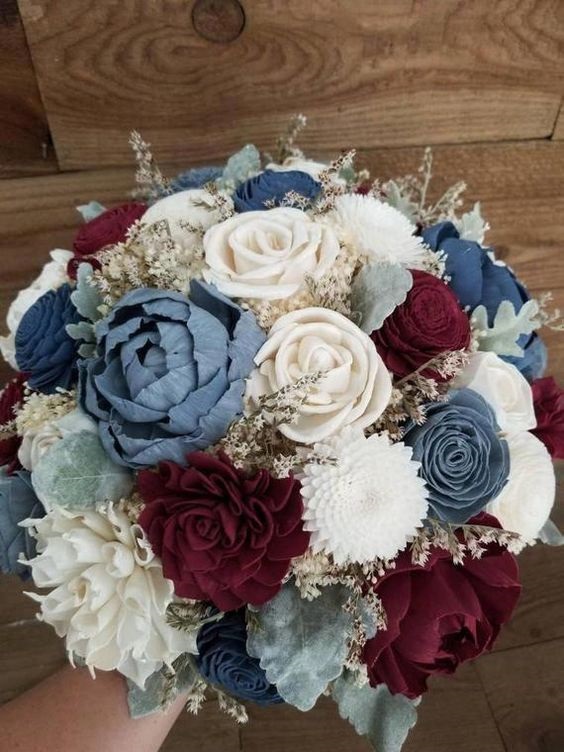 dusty blue burgundy white bouquets for dusty blue burgundy white october wedding colors 2020
