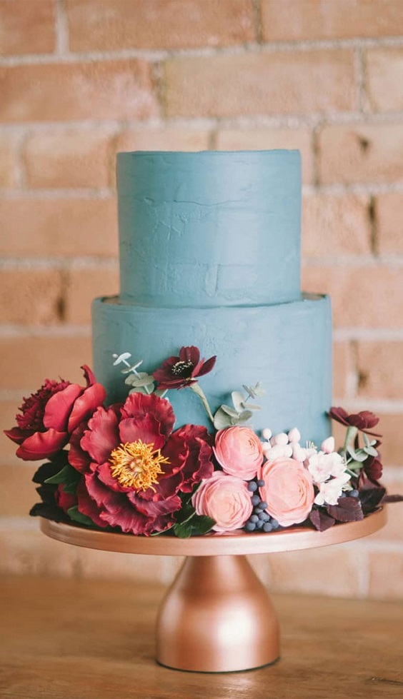 dusty blue wedding cake and cake topper for dusty blue  october wedding colors 2020