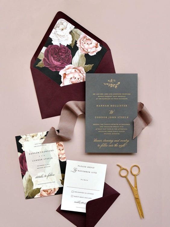 grey and burgundy invitations for grey burgundy white october wedding colors 2020