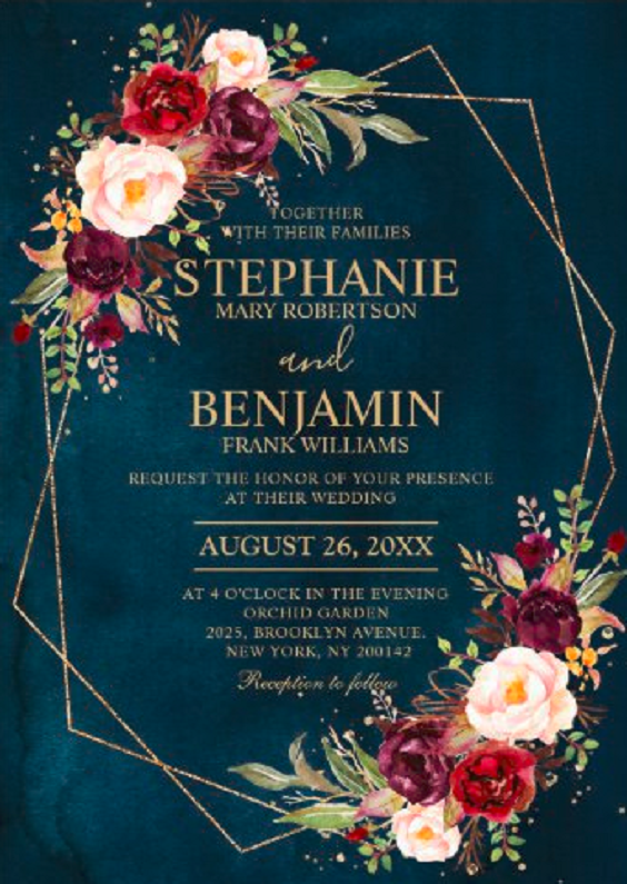 navy blue wedding invitations for navy blue and burgundy october wedding colors 2020