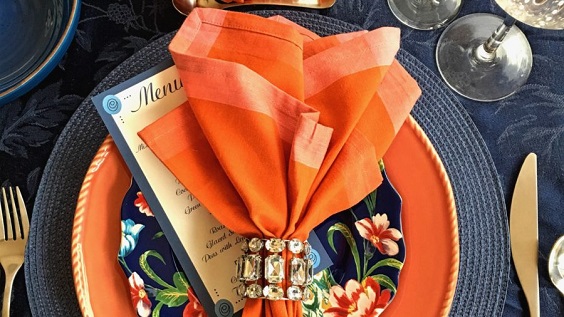 centerpiece for navy blue and orange october wedding colors 2020