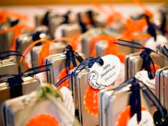 wedding favor for navy blue and orange october wedding colors 2020