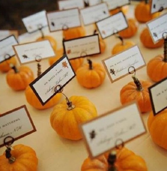 orange mini pumpkin cards for orange and white october wedding colors 2020