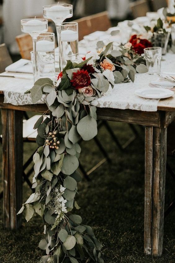 burgundy and sage green centerpieces for sage green and burgundy december wedding 2020