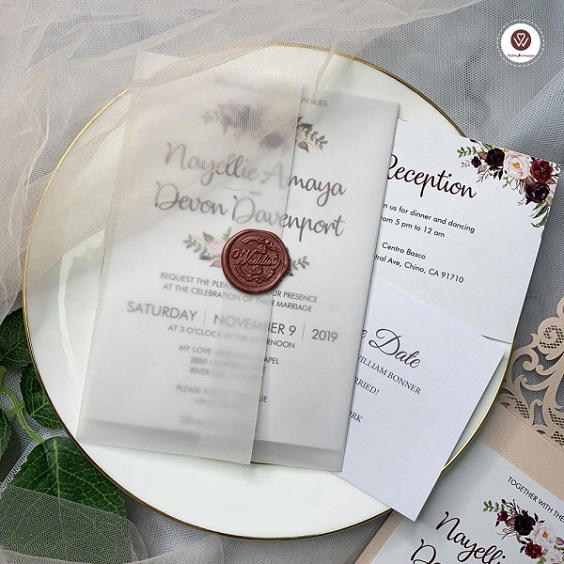 burgundy and white invitation for sage green and burgundy december wedding 2020