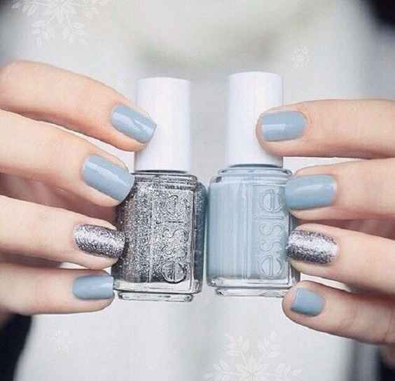 dusty blue and silvery nail polish for dusty blue and silver december wedding 2020