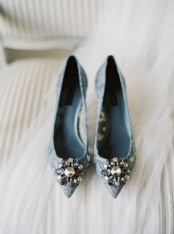 dusty blue embellished shoes for dusty blue and silver december wedding 2020
