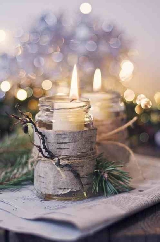 glass jar candlesticks for mauve and grey december wedding 2020