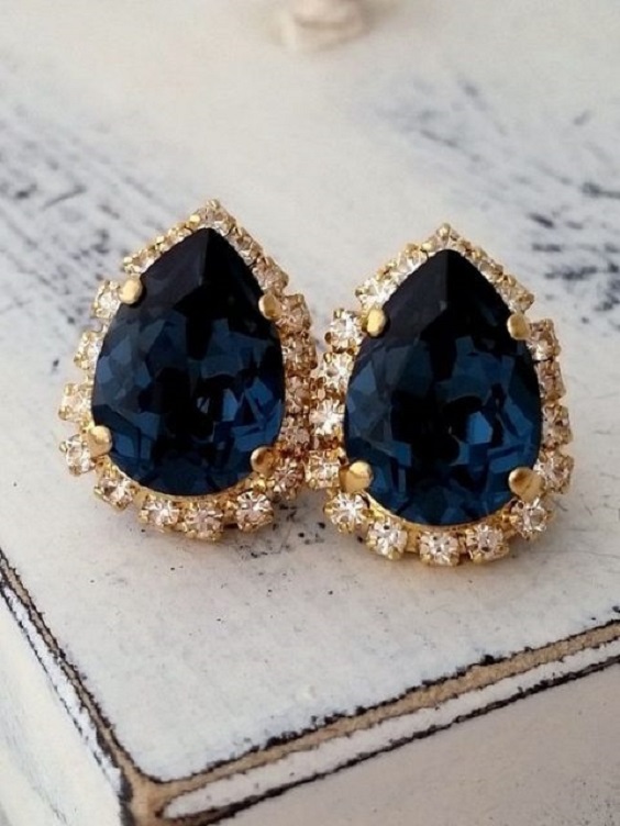 blue and gold earrings for navy blue and gold december wedding 2020