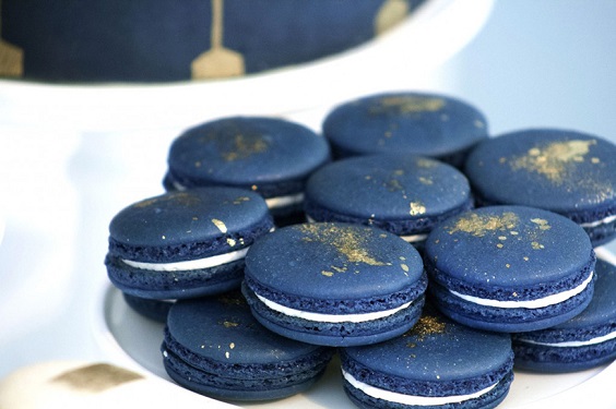 navy blue macaroons for navy blue and gold december wedding 2020