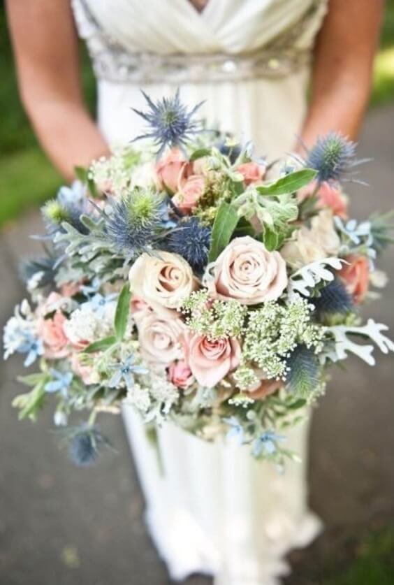 blush wedding bouquets with greenery for blush and light blue march wedding color 2021