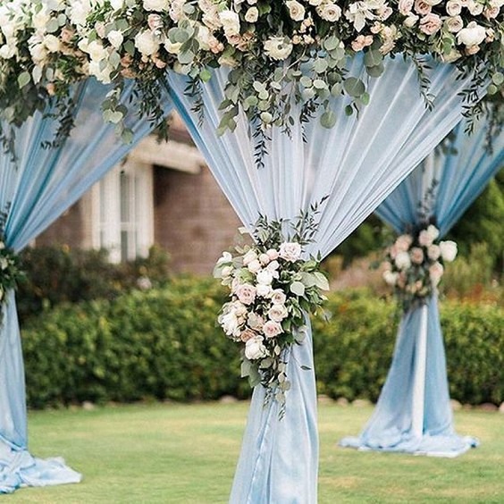 dusty blue wedding ceremony arch for dusty blue and gray march wedding color 2021