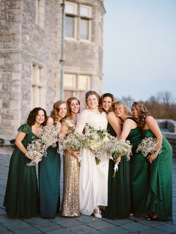 emerald bridesmaid dresses for emerald and gold march wedding 2021