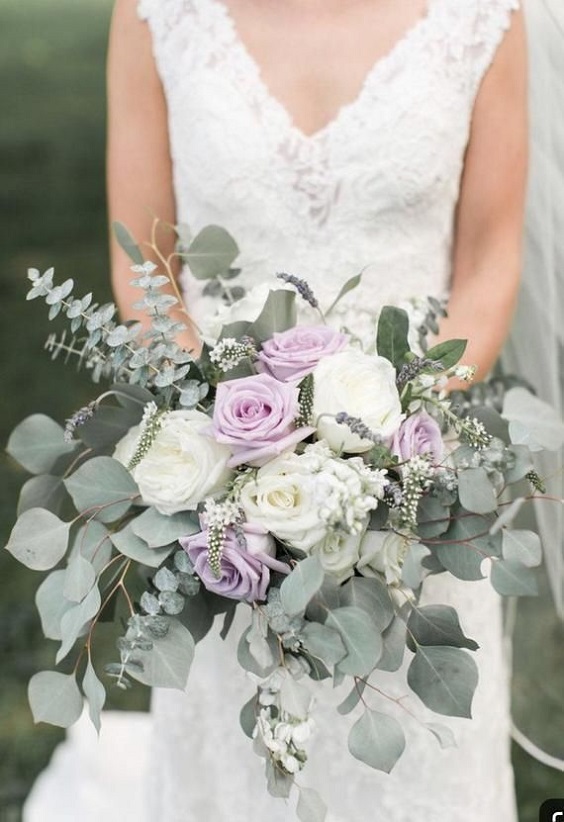 lavender wedding bouquets with greenery for lavender and sage green march wedding color 2021
