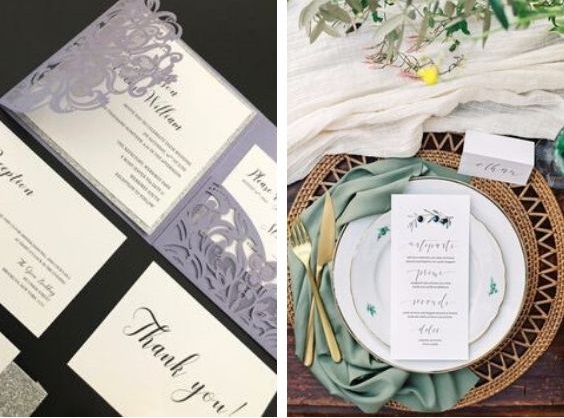 lavender wedding invitation and sage green table napkin for lavender and sage green march wedding color 2021