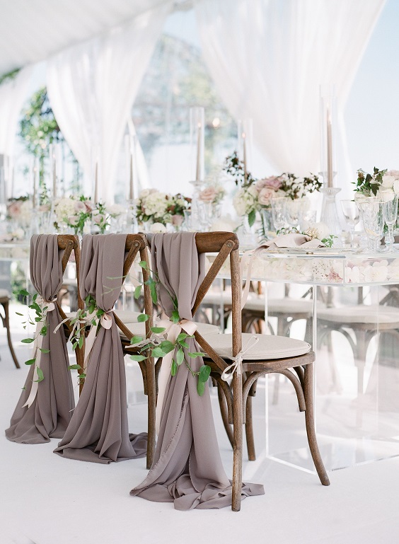 mauve wedding chair with greenery for mauve and green march wedding color 2021