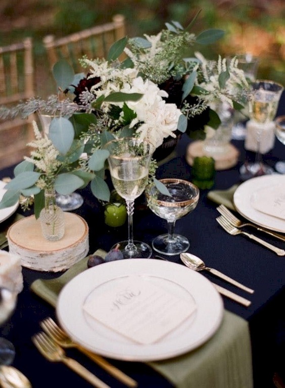 navy blue wedding centerpieces for navy blue and sage green march wedding color 2021