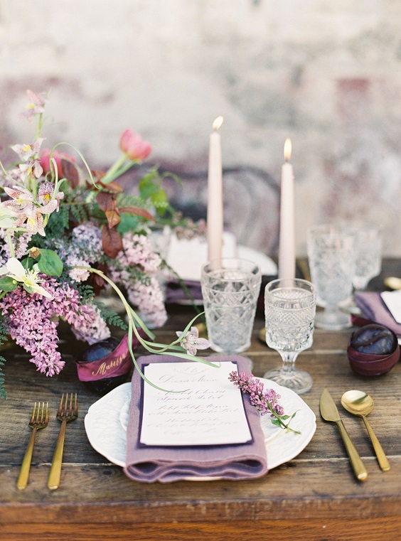 amethyst wedding table decorations for amethyst and lavender september wedding color 2020