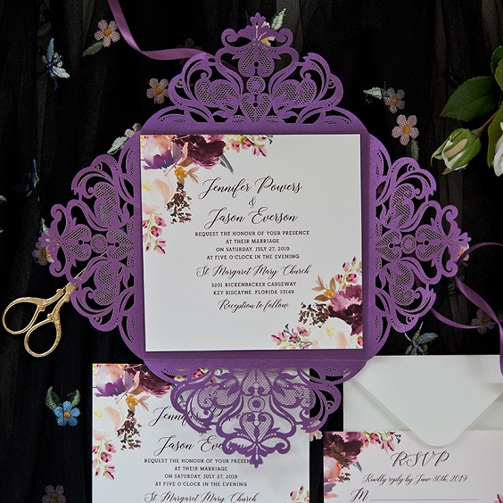 lavender invitations for amethyst and lavender september wedding color 2020