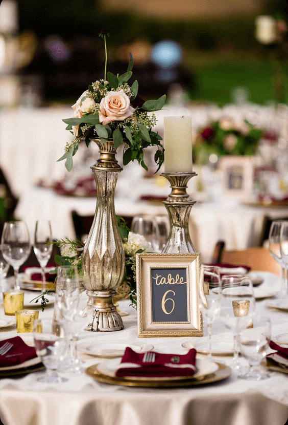 blush and burgundy wedding table setting for blush and burgundy september wedding color 2020