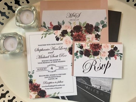 blush wedding invitations for blush and burgundy september wedding color 2020
