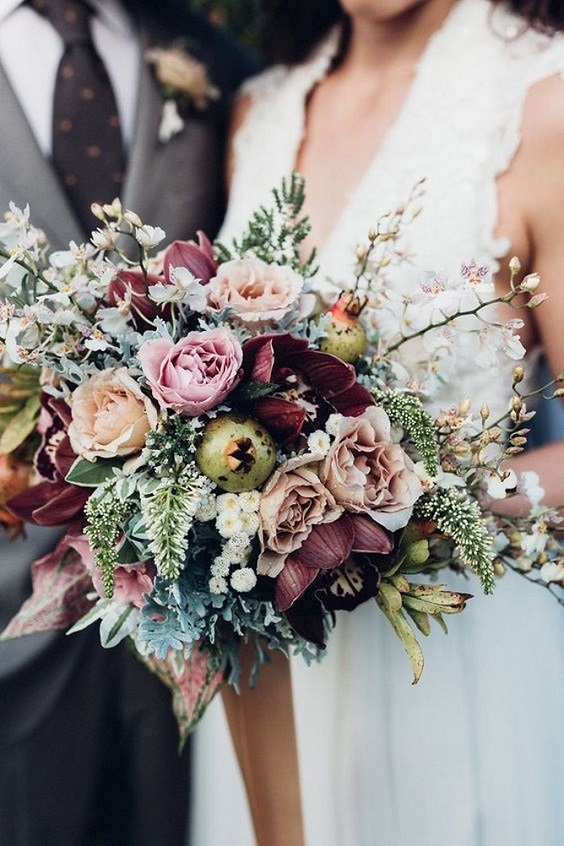 mauve wedding bouquets for mauve and grey september wedding color 2020