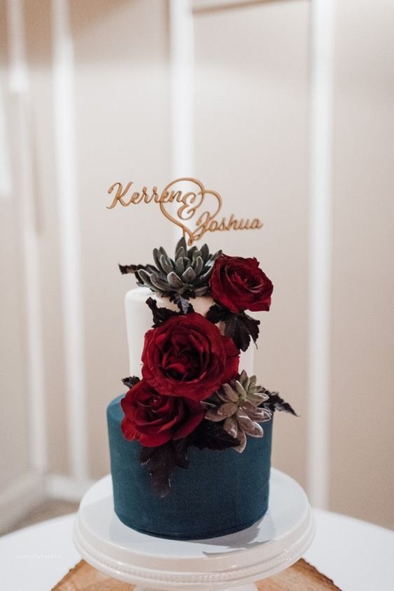navy blue and burgundy wedding cake for navy blue and burgundy september wedding color 2020