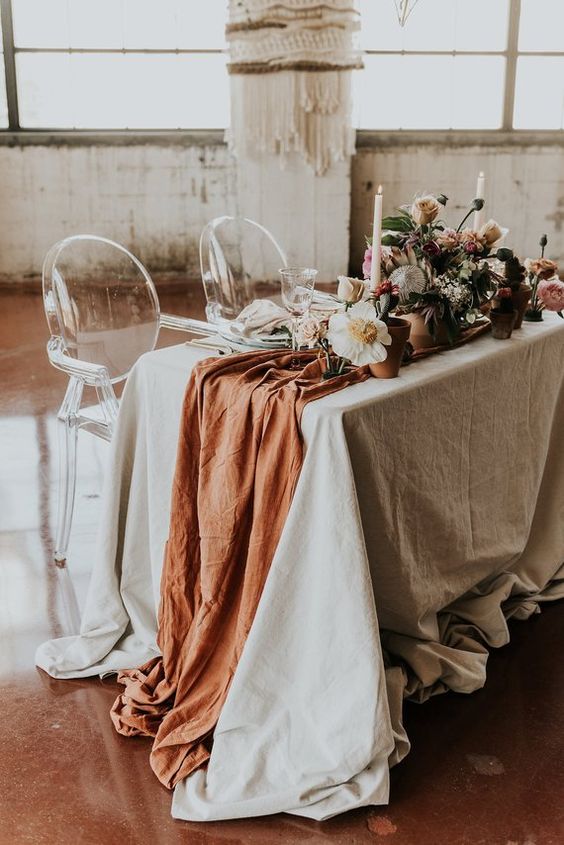 terracotta wedding table decorations for terracotta and greenery september wedding color 2020