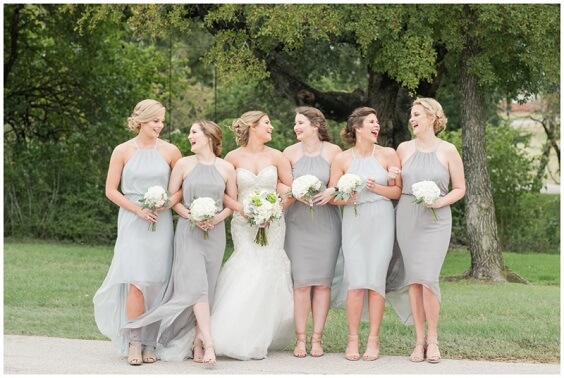 Mismatched bridesmaid dresses for Silver, Pale Blue and Navy Blue Rustic Summer Wedding