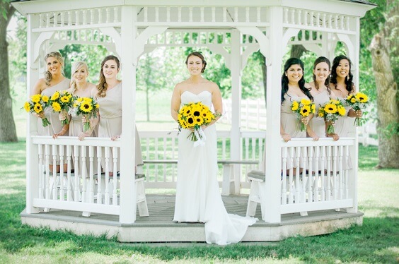 Champagne bridesmaid dresses for Champagne, Sunflower and Khaki Rustic Summer Wedding
