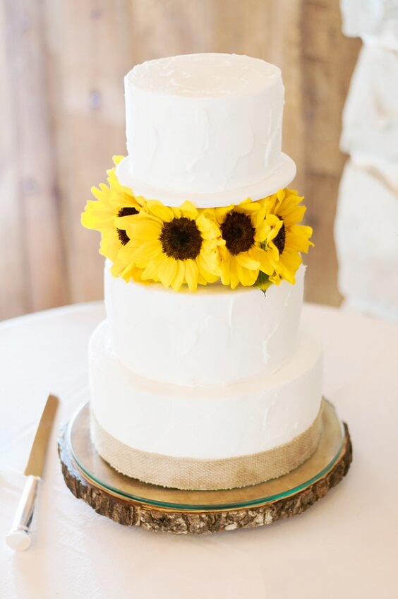 Wedding cake for Champagne, Sunflower and Khaki Rustic Summer Wedding