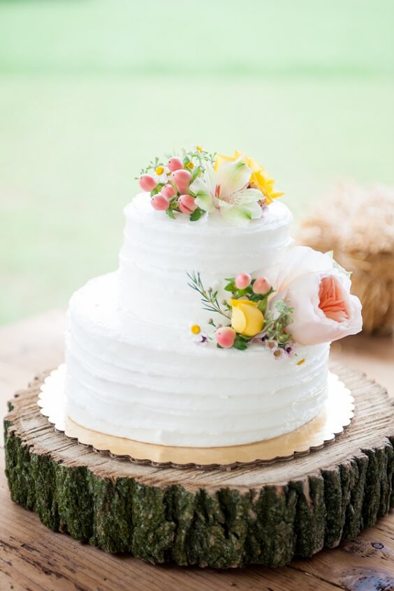 Wedding cake weddng cake stand for Grey, Orange and Woods Color Rustic Summer Wedding