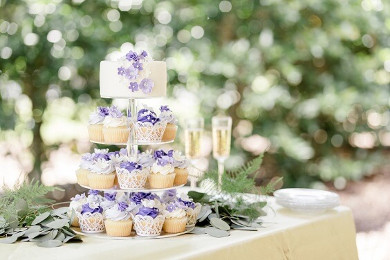 Wedding cupcakes for Lavender, Lilac and Greenery Rustic Summer Wedding